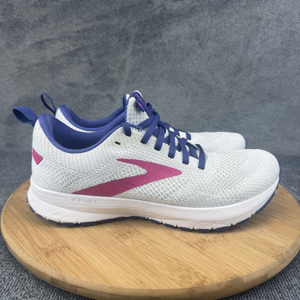 Brooks Revel 5 Shoes Womens Size 8.5 White Pink Running Sneakers 1203611B193